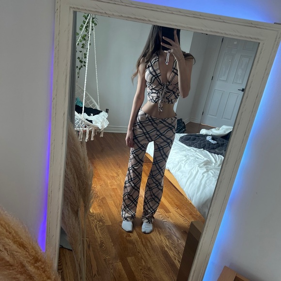 Summer set crop top with wide leg pant - Picture 1 of 4